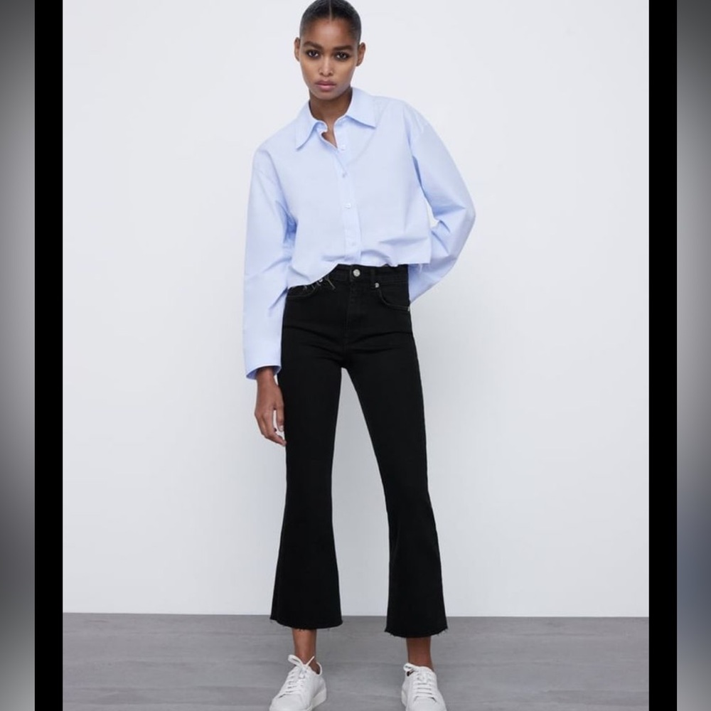 NWOT- Zara High Waisted Cropped Bootcut Jeans
